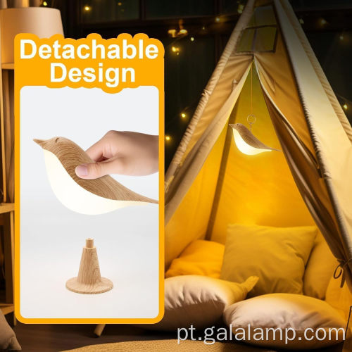 Mesa de luz noturna de pássaro criativo